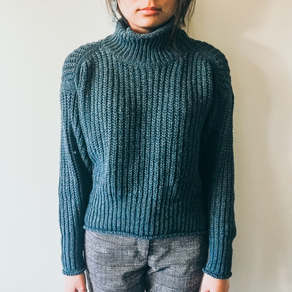 MANGO MOCK NECK CHUNKY-KNIT SWEATER